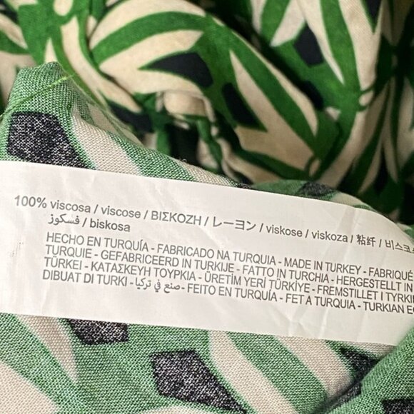 Zara Geometric Print Belted Midi Dress Green/Black/White Size M — 100% Viscose - Picture 9 of 9